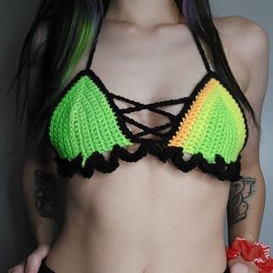 Handmade Neon Green Bra